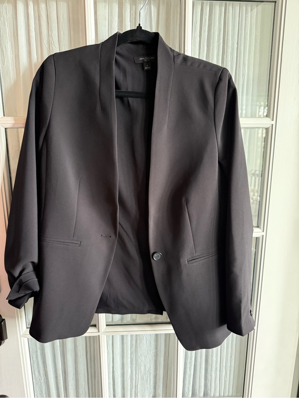 Ann Taylor Women's 8 Petite Black Open-Front Blazer Workwear Jacket